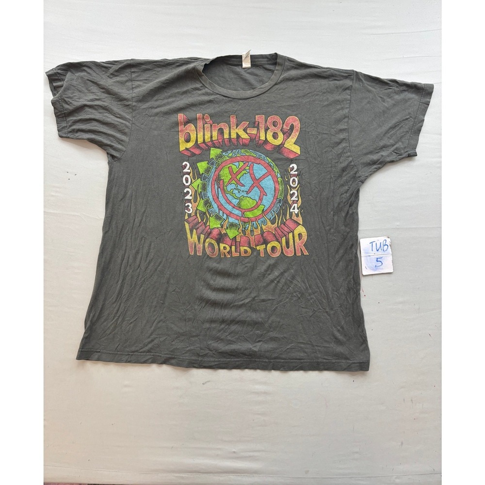 Blink-182 World Tour 2023 2024 Graphic T-Shirt XL Gray Tultex Band Tee Concert